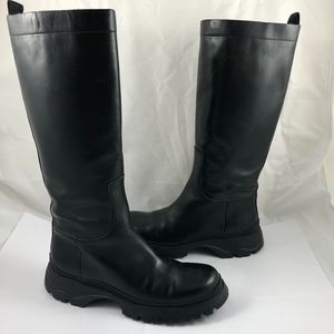 Prada Sport Lug Sole Leather Knee High Boots $970